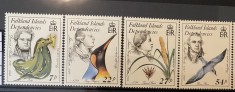 PC430 - FALKLAND ISLANDS DEPENDENCIES 1985 Fauna/ Flora/ Naturalisti, serie MNH, 4v