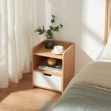 Noptiera cu sertar si raft, stejar alb, 45x36x34 cm, Bordkak