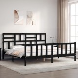 VidaXL Cadru pat cu tăblie 200x200 cm, negru, lemn masiv