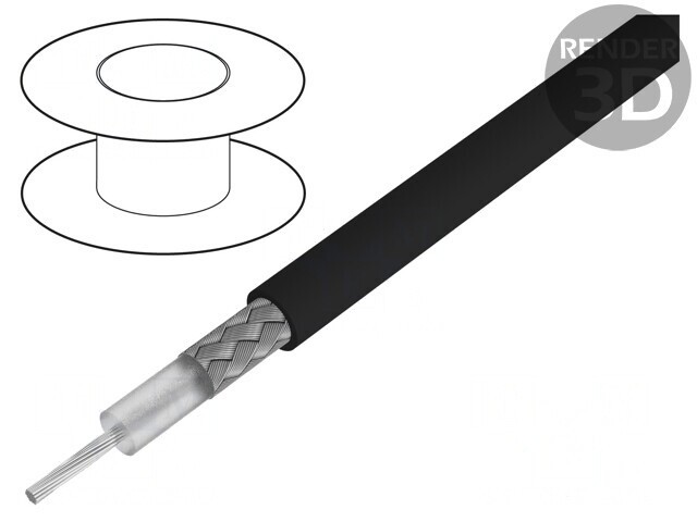 Cablu coaxial RG-H58CU PE negru 5,4mm