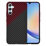 Husa slim carbon pentru samsung galaxy a34 5g - protectie premium fibershell, red vortex