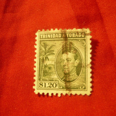 Timbru Trinidad Tobago 1938 Rege George VI , val. 1,2sh stampilat