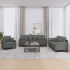 VidaXL Set de canapele cu perne, 3 piese, gri &icirc;nchis, textil 3201633