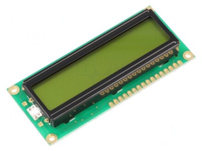 Afișaj LCD alfanumeric STN 16x1 galben-verde LED foto