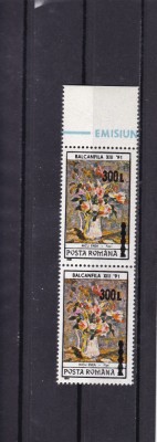 ROMANIA 2001 LP 1568 BALCANFILA 91 SUPRATIPAR COLOANA PERECHE MNH foto