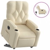 Cumpara ieftin Fotoliu electric rabatabil cu ridicare, crem, textil
