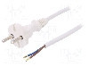 Cablu alimentare AC, 3m, 2 fire, culoare alb, cabluri, CEE 7/17 (C) mufa, PLASTROL - W-98339 foto