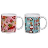 Set 2 Cani Ceramice Roz Verde Menta cu Figurine și Ornamente, CMCLASS