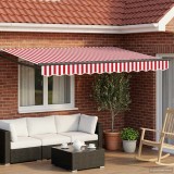 vidaXL Cort electric retractabil Rosu Alb 3.5x2.5m cu LED si Senzor Vreme pentru Terasa