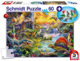 Puzzle 60 piese Dinosaurs Set Figurine Cadou, Schmidt