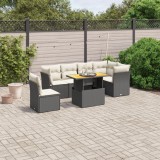 vidaXL Set canapele de grădină cu perne, 7 piese, negru, poliratan 3270853