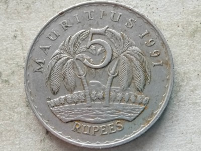 MAURITIUS-5 RUPEES 1991 foto