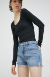 Abercrombie &amp; Fitch pantaloni scurti jeans femei, neted, high waist