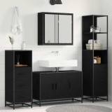Cumpara ieftin Set de mobilier pentru baie 3 buc. Stejar Negru 90 x 33 x 60 cm