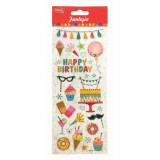 Abtibilduri DACO Fantezie, Model Happy Birthday, Multicolor, 26 Buc/Set, Autocolante Copii, Stickere Decorative, Stickere pentru Copii, Abtibilduri Co