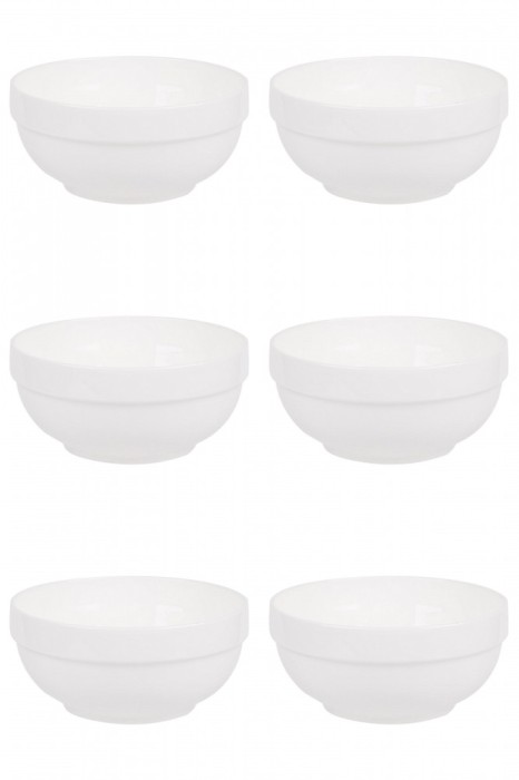 Set boluri, 6 piese, 1.2 l, Portelan, Alb
