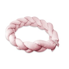 Protectie laterala, MimiNu, Pentru patut, Tip Bumper impletit, Din catifea, 220x23 cm, Raspberry foto