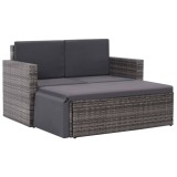 vidaXL Set mobilier de grădină cu perne, 2 piese, gri, poliratan