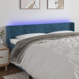 Gossi tablie de pat cu led, albastru inchis, 183x16x78/88 cm, catifea
