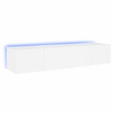 Cumpara ieftin Comode TV de perete cu lumini LED, 2 buc., alb, 80x35x31 cm