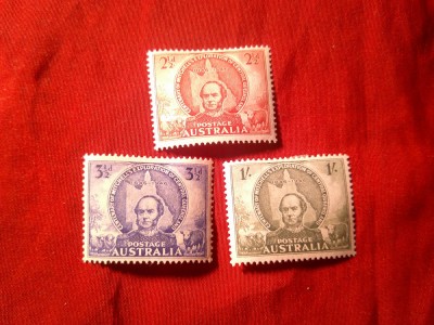 Serie Australia - Personalitati Th. Mitchell , 3 val. sarniera foto