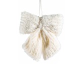 Ornament brad Craciun Fundite textil alb cm 16 x 18 H