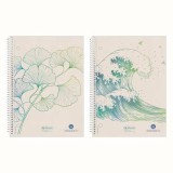 Caiet A5 70f spirală pătrățele Motiv Ginkgo Greenline
