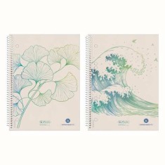 Caiet A5 70f spirală pătrățele Motiv Ginkgo Greenline