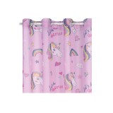 Set 2 perdele pentru camera copiilor, model unicorn, prindere pe inele, 140 x 260 cm fiecare, Oem
