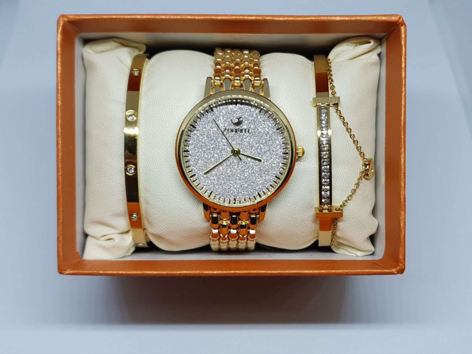 Set ceas de dama Zonfei auriu cu doua bratari | Okazii.ro