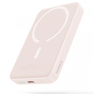 Baterie Externa Wireless Baseus Magnetic Mini, 10000mAh, 20W, PD + FQI, 1 x QI - 1 x USB-C, Roz P10059001413-00 foto