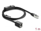 Cablu prelungitor de retea RJ45 Cat.6 F/UTP 1m cu switch, Delock 81564