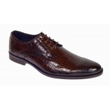 Pantofi eleganti barbati din piele naturala croco lac - Model 818 Maro
