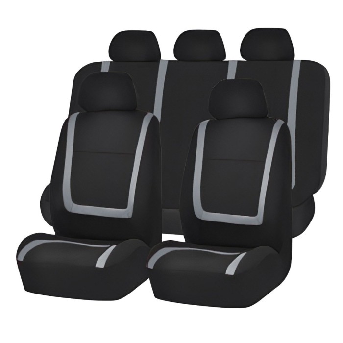 Set huse scaun auto ieftine, Universale 9 piese, model GREY LINE &ndash; GRI