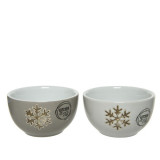 Cumpara ieftin Bol - Stoneware Bowl Shiny Glaze Metallic Glaze Snowflake - mai multe culori | Kaemingk