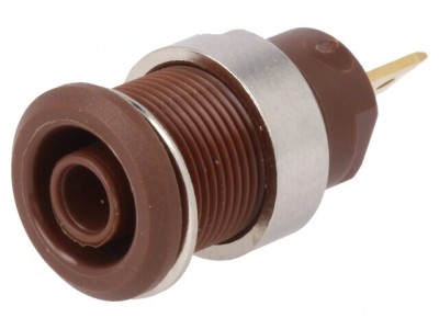 Soclu Banană 4mm 24A 1kV Maro Aurit &amp;Icirc;nşurubare foto
