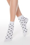 Șosete Subțiri de Bumbac cu Inimioare, CLASSIC 143, 36-37 (23), Alb