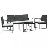 Cumpara ieftin Set mobilier de gradina cu perne, 5 piese, negru, PP ratan