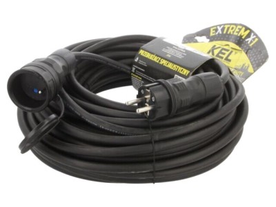 Prelungitor alimentare KEL 3x2,5mm2 25m 16A cu priză 1 guma negru foto