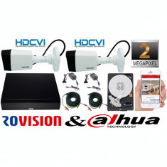 Sistem supraveghere video 2 camere Rovision 2MP HDCVI , DVR 4 canale, accesorii incluse cu HDD SafetyGuard Surveillance foto