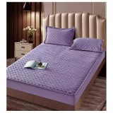 Cumpara ieftin Husa pentru saltea tip topper cu elastic + 2 Fete de perna catifea, Mov 180x200cm - JOJ558