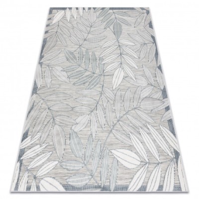 Covor Structural BOTANIC 65241 Frunze tesut plat pe balcon, terasa - gri, 137x190 cm foto