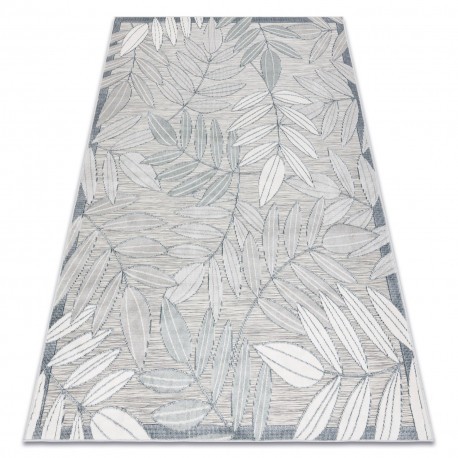 Covor Structural BOTANIC 65241 Frunze tesut plat pe balcon, terasa - gri, 137x190 cm