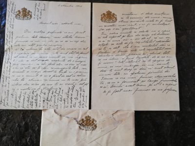 Scrisoare familia regala romana,antet in relief,8 pagini in plicul original,1917 foto