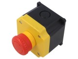 Casetă comandă IDEC 22mm, 1 buton ciupercă, IP65, cod YB1W-YW1B-V4E11R-Y0