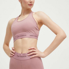 New Balance sutien sport Sleek culoarea roz, neted