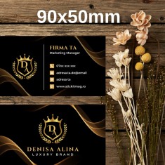 Carti de Vizita Model 13 Luxury Brand Negru E i Gold , Design Premium Exclusiv