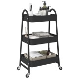 Cumpara ieftin Cărucior de depozitare 3 niveluri negru 42x41,5x77 cm oțel