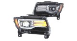 Set faruri Jeep Grand Cherokee, 07.2013, montare fata, stanga+dreapta, indicator dinamic; cu animatii; cu LED RGB DRL, lumini de zi; LED; electric;