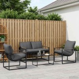 vidaXL Set de canapele pentru grădină 4 pcs Negru și antracit Oțel 3428164